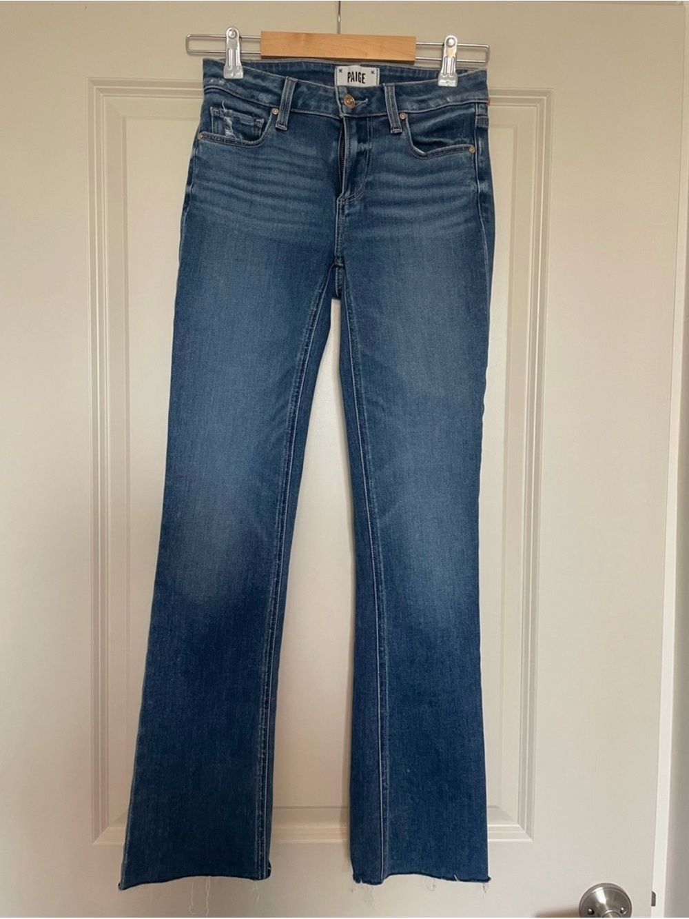 PAIGE Womens Blue Bootcut Jeans - Classic Mid Wash